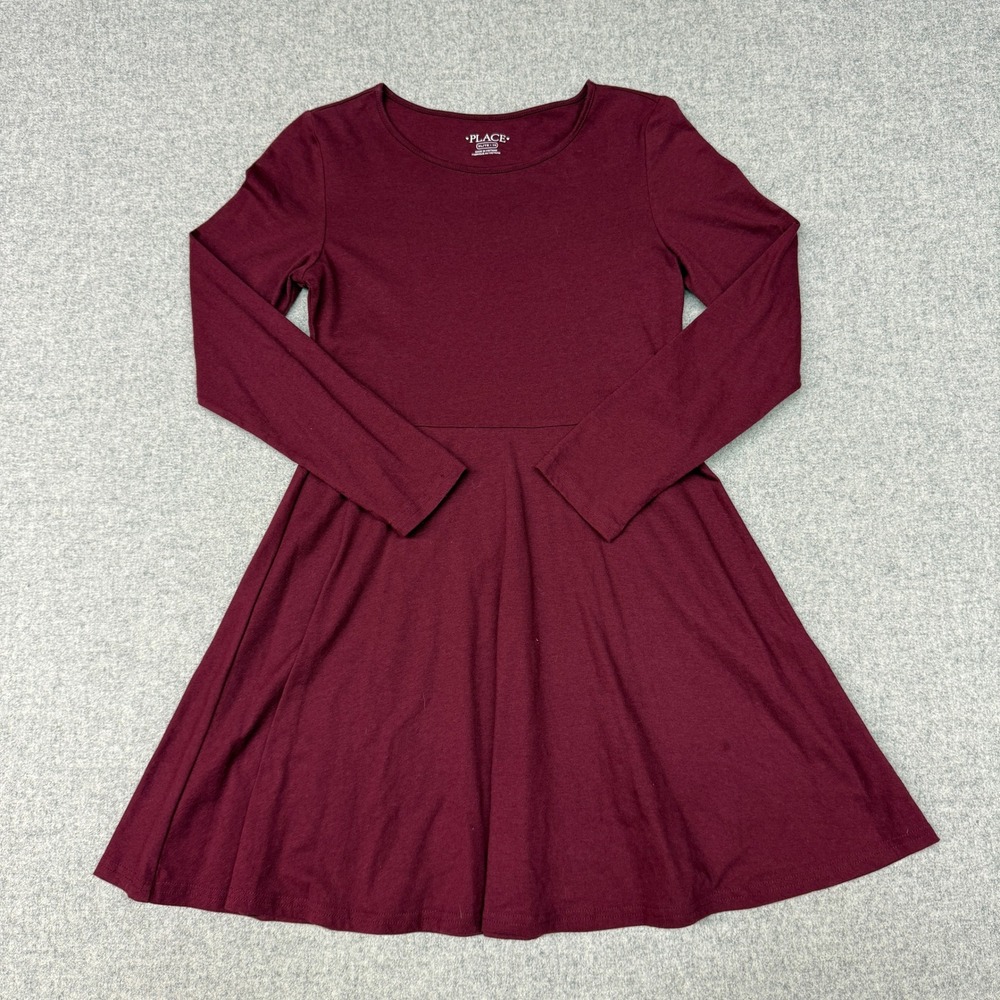 The Children's Place | Skater Dress | XL 14 | Burgundy | Long Sleeve Jersey Knit